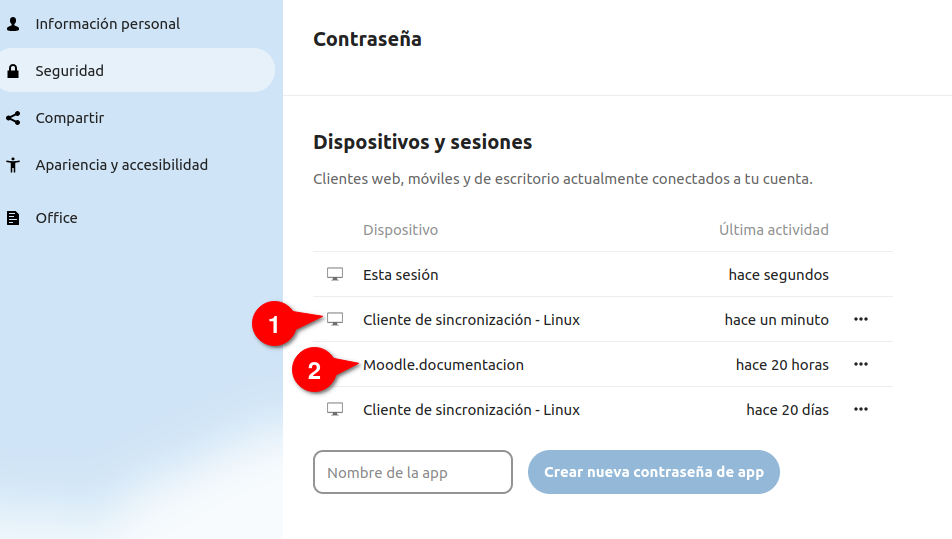 Clientes web conectados a la cuenta de Cloud.