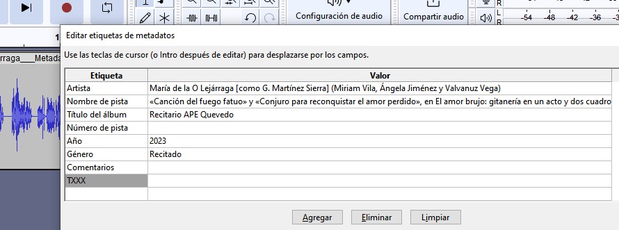 audacity metadatos