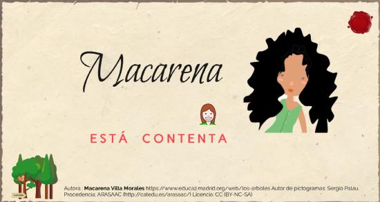 Presentación de Genially del cuento - plantilla de Macarena está contenta, solo sirve de modelo para que cada familia elabore el suyo propio.