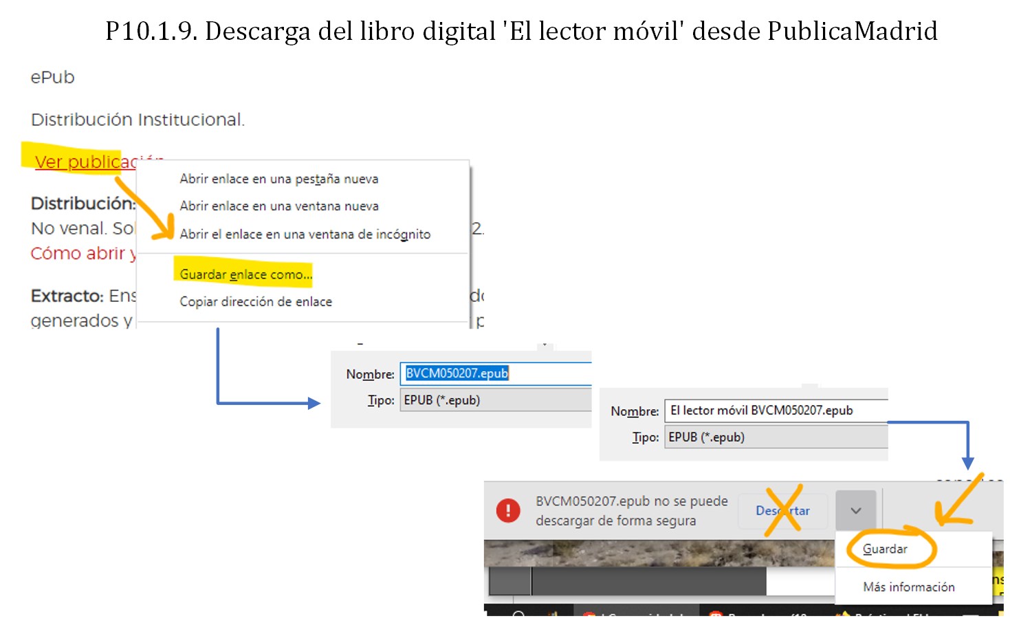 P10.1.9. Descarga del libro digital 'El lector móvil' desde PublicaMadrid