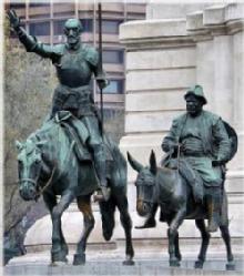 Monumento a Cervantes en la Plaza de España-Madrid