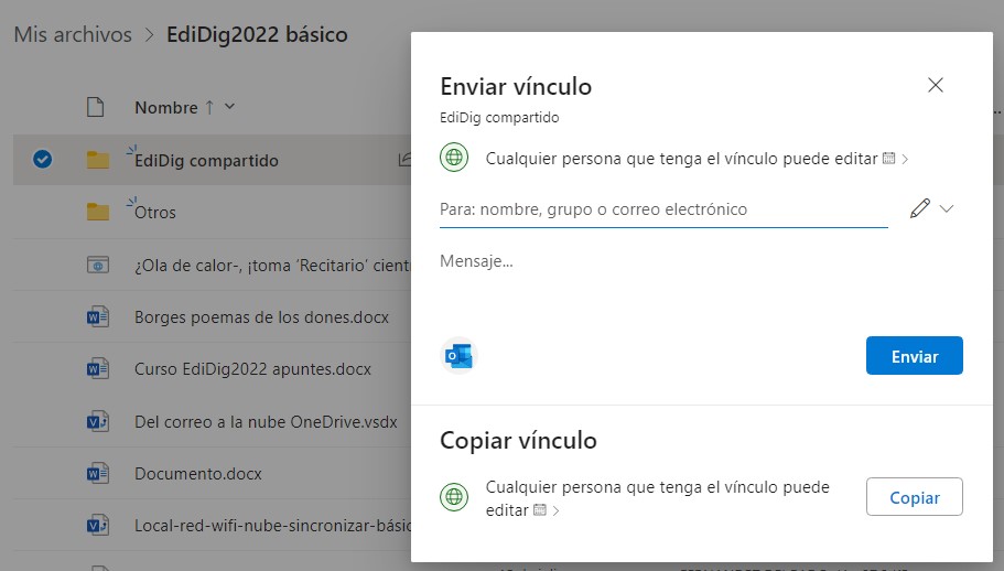 OneDrive compartir carpeta