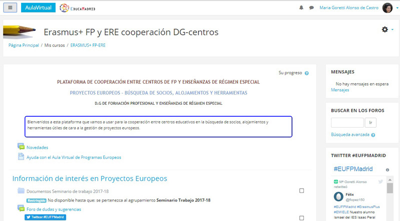 Entorno de cooperación ERASMUS+ centros de FP y ERE - DG